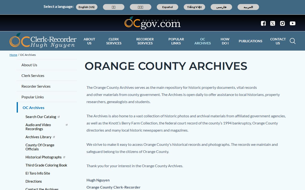 Seal Beach public records research at Orange County Archives